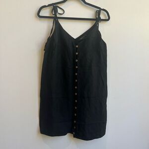 Forever 21 Contemporary Linen Blend Black Button Down Mini Dress - Small